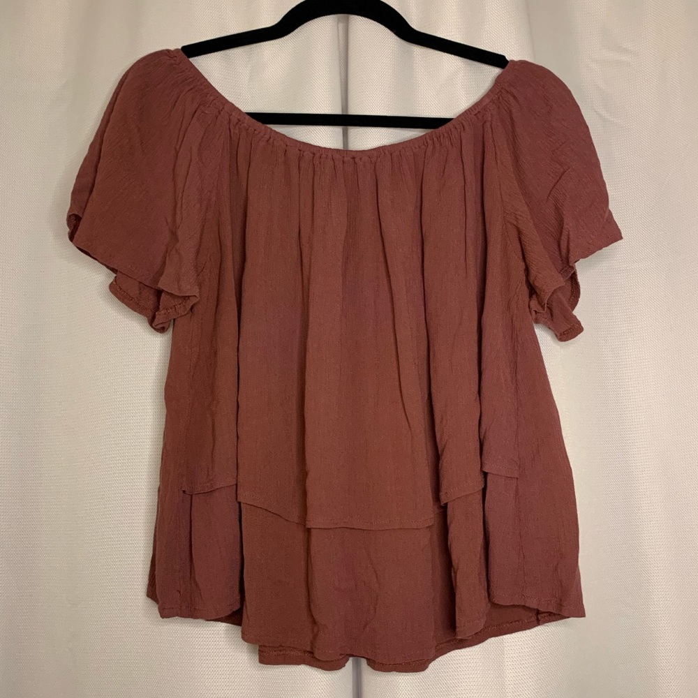 julie billiart Women's Purple Maroon Off the Shoulder Top Light Weight Top M